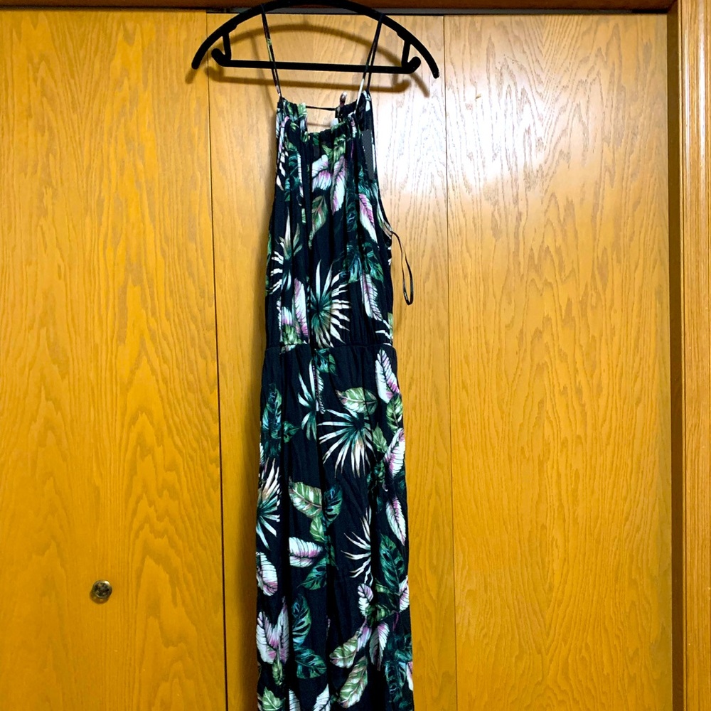 City Chic Black Tropical Print High-Low Dress